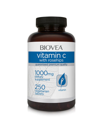 Biovea Vitamin C with rosehips 1000mg 250 vegetarian tablets