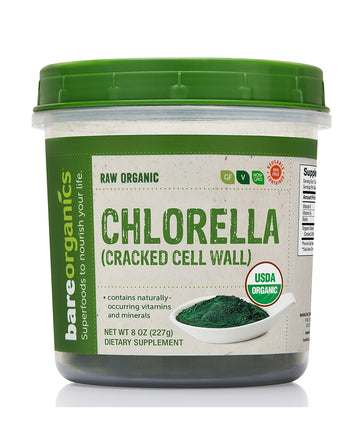 BareOrganics Chlorella powder cracked cell wall 227g
